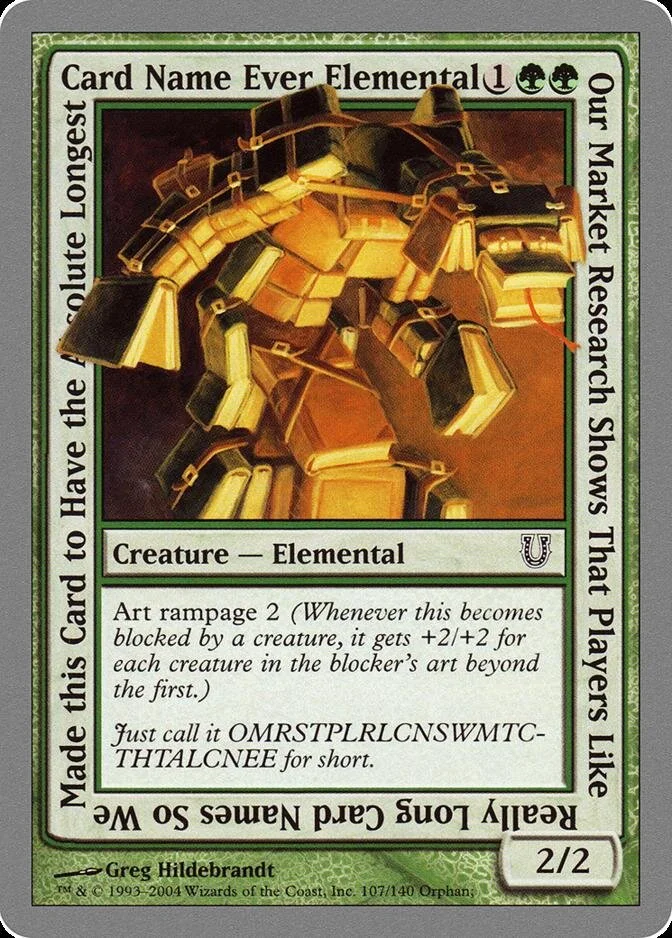 Our Market Research Shows That Players Like Really Long Card Names So We Made this Card to Have the Absolute Longest Card Name Ever Elemental [UNH] (F)