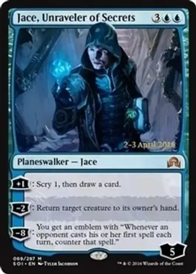 Jace, Unraveler of Secrets [PRM-PRE] (F)