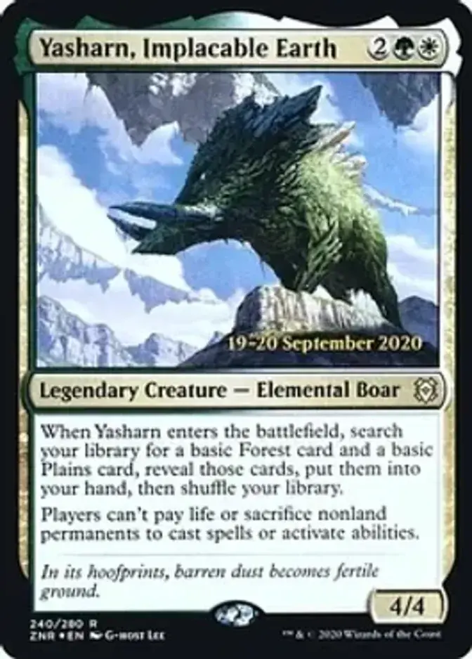 Yasharn, Implacable Earth <prerelease> [ZNR] (F)
