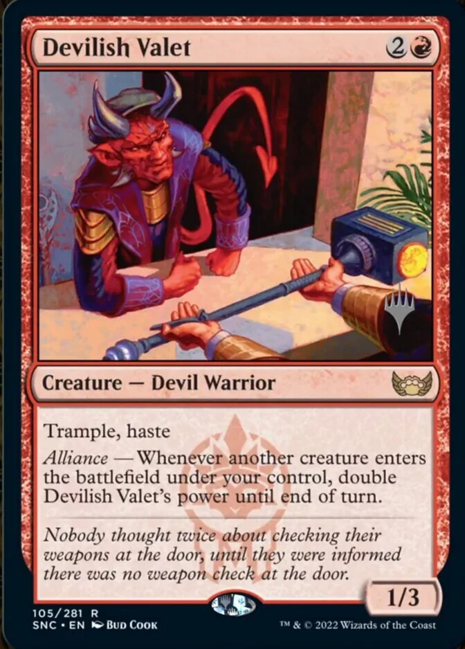 Devilish Valet <planeswalker stamp> [SNC]