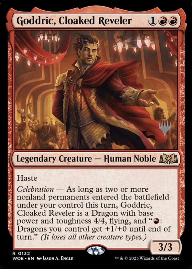Goddric, Cloaked Reveler <planeswalker stamp> [WOE] (F)