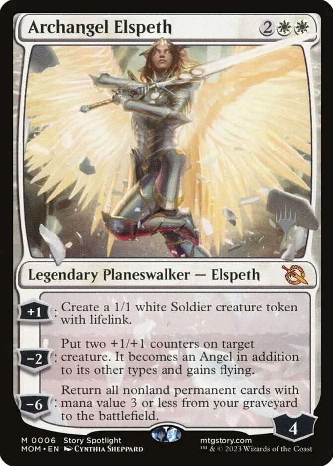 Archangel Elspeth <planeswalker stamp> [MOM] (F)
