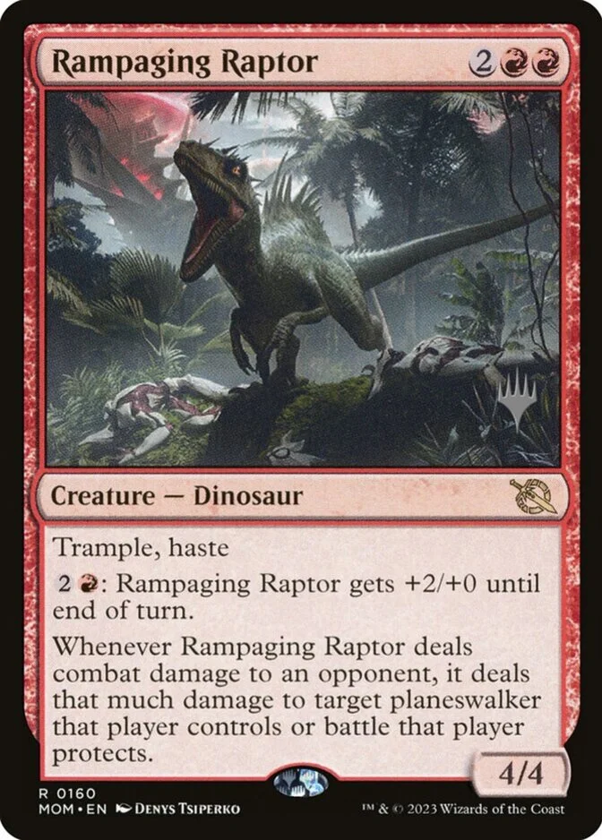 Rampaging Raptor <planeswalker stamp> [MOM]
