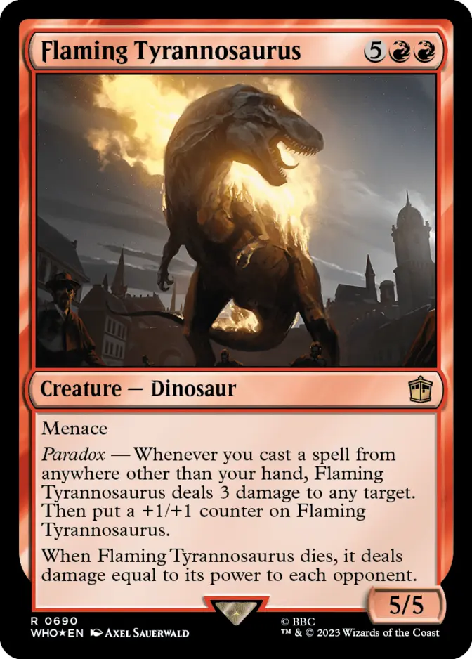 Flaming Tyrannosaurus <surge foil> [WHO] (F)