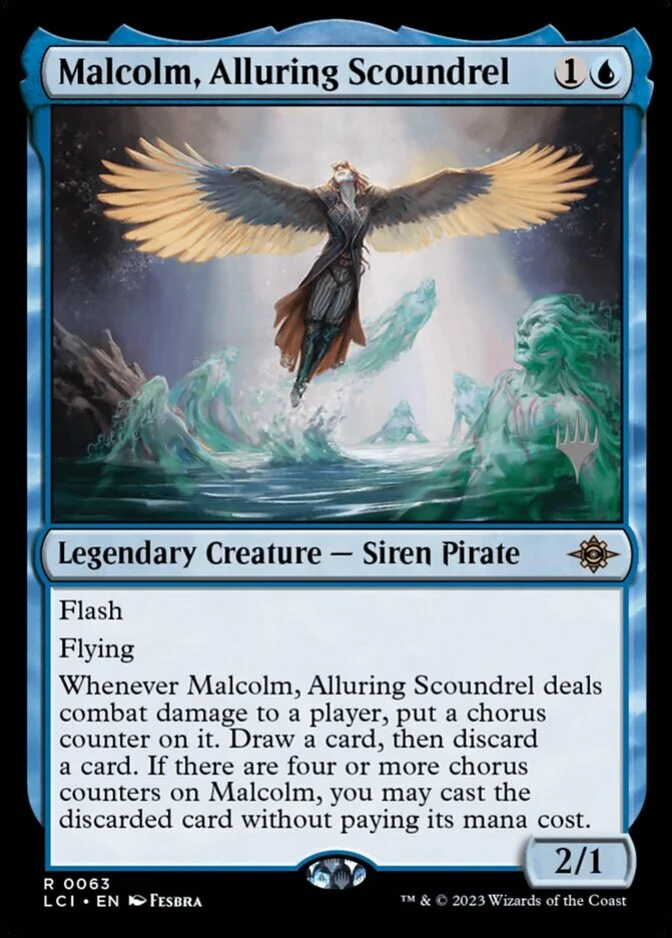 Malcolm, Alluring Scoundrel <planeswalker stamp> [LCI]