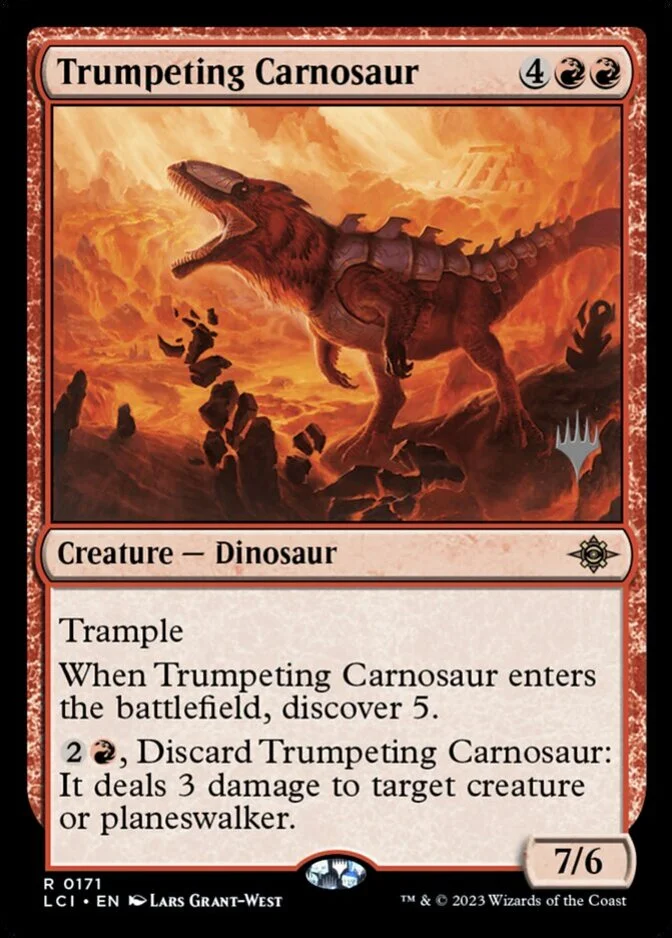 Trumpeting Carnosaur <planeswalker stamp> [LCI] (F)