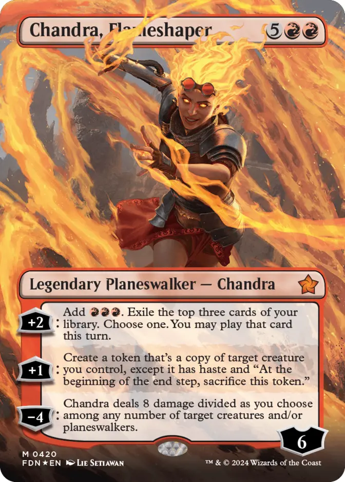 Chandra, Flameshaper <borderless - mana foil> [FDN] (F)