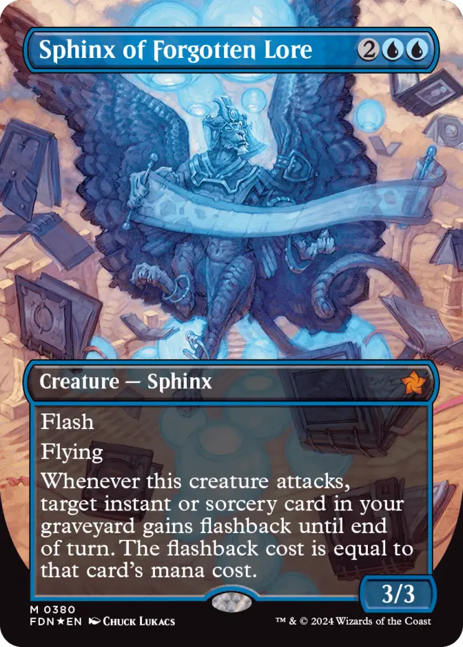 Sphinx of Forgotten Lore <borderless - mana foil> [FDN] (F)