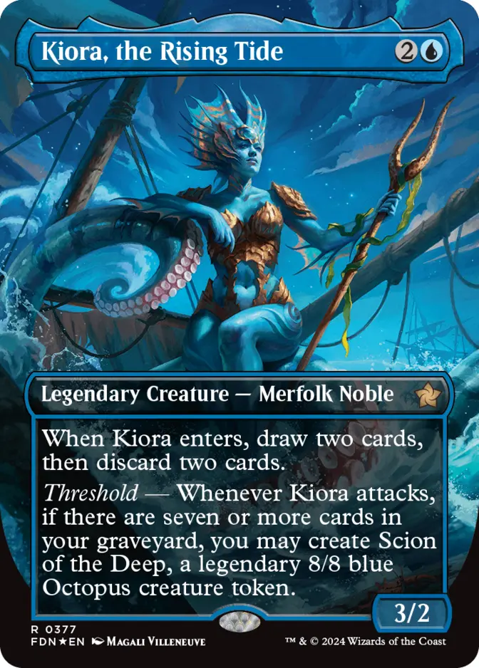Kiora, the Rising Tide <borderless - mana foil> [FDN] (F)