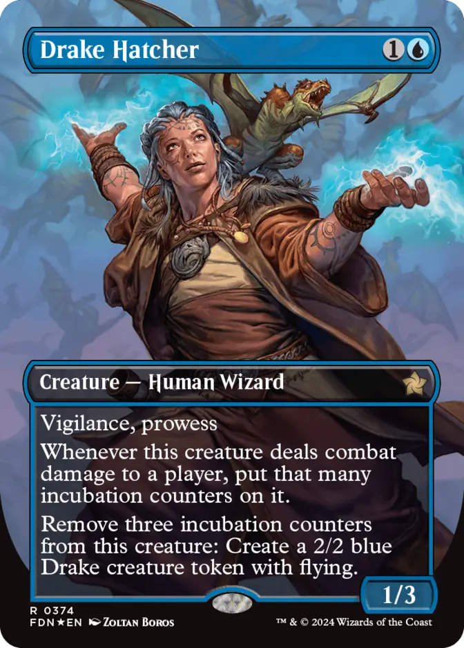Drake Hatcher <borderless - mana foil> [FDN] (F)